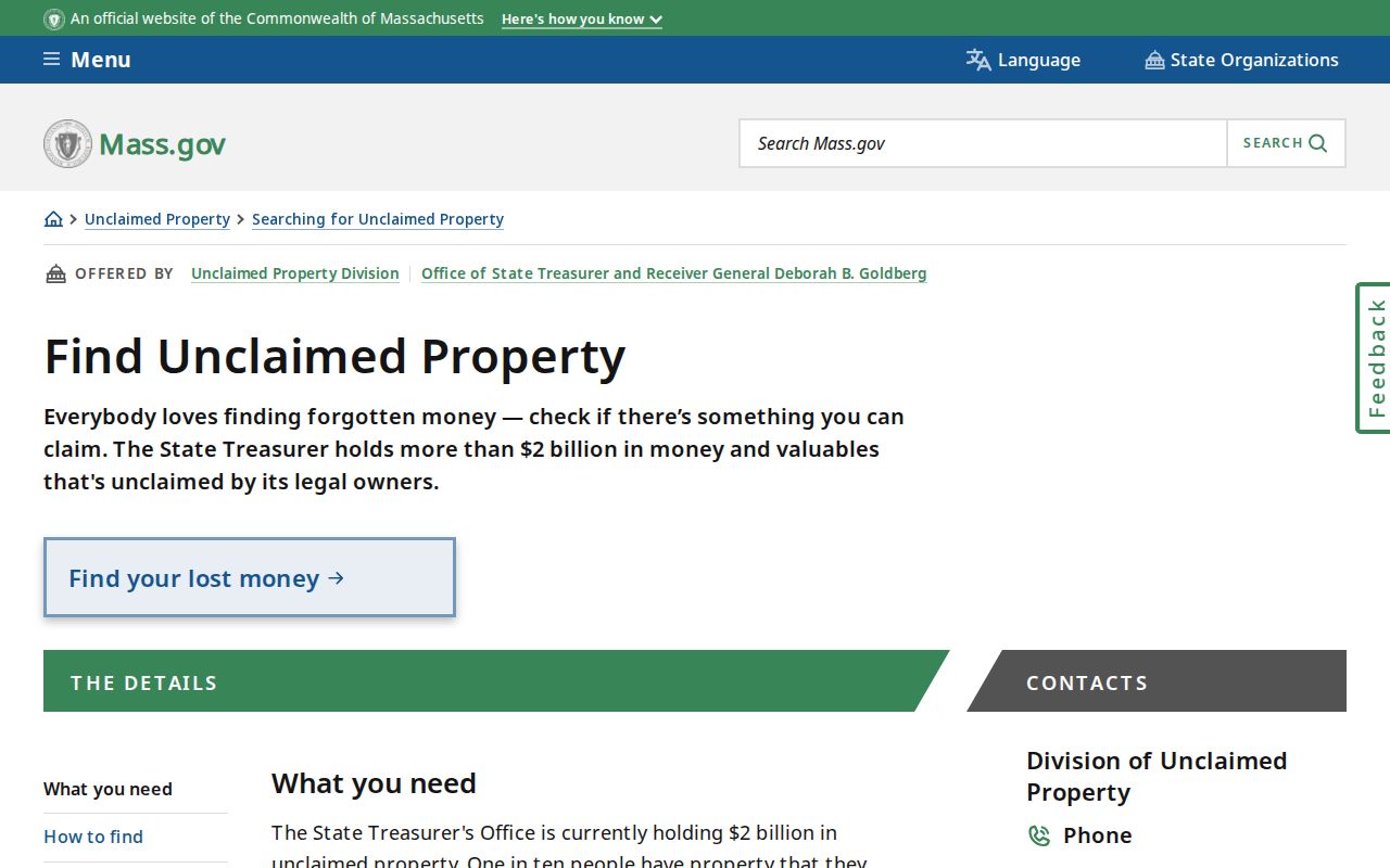 Needham resident records unclaimed property search guidance
