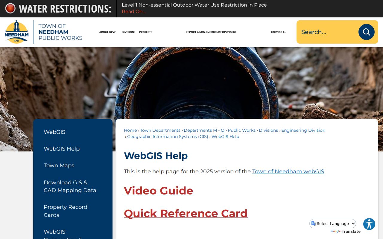 Needham neighbors WebGIS parcel buffer search guidance