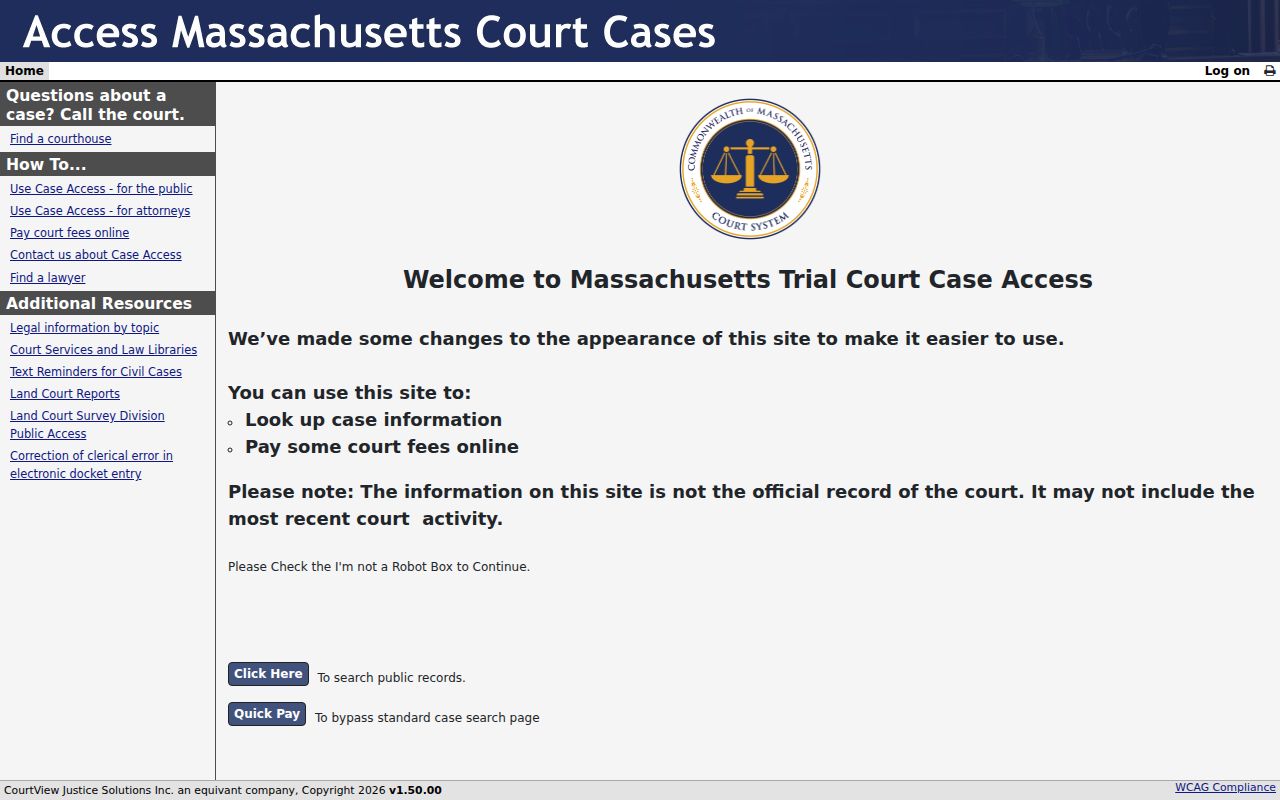 Needham resident lookup through the MassCourts public docket search