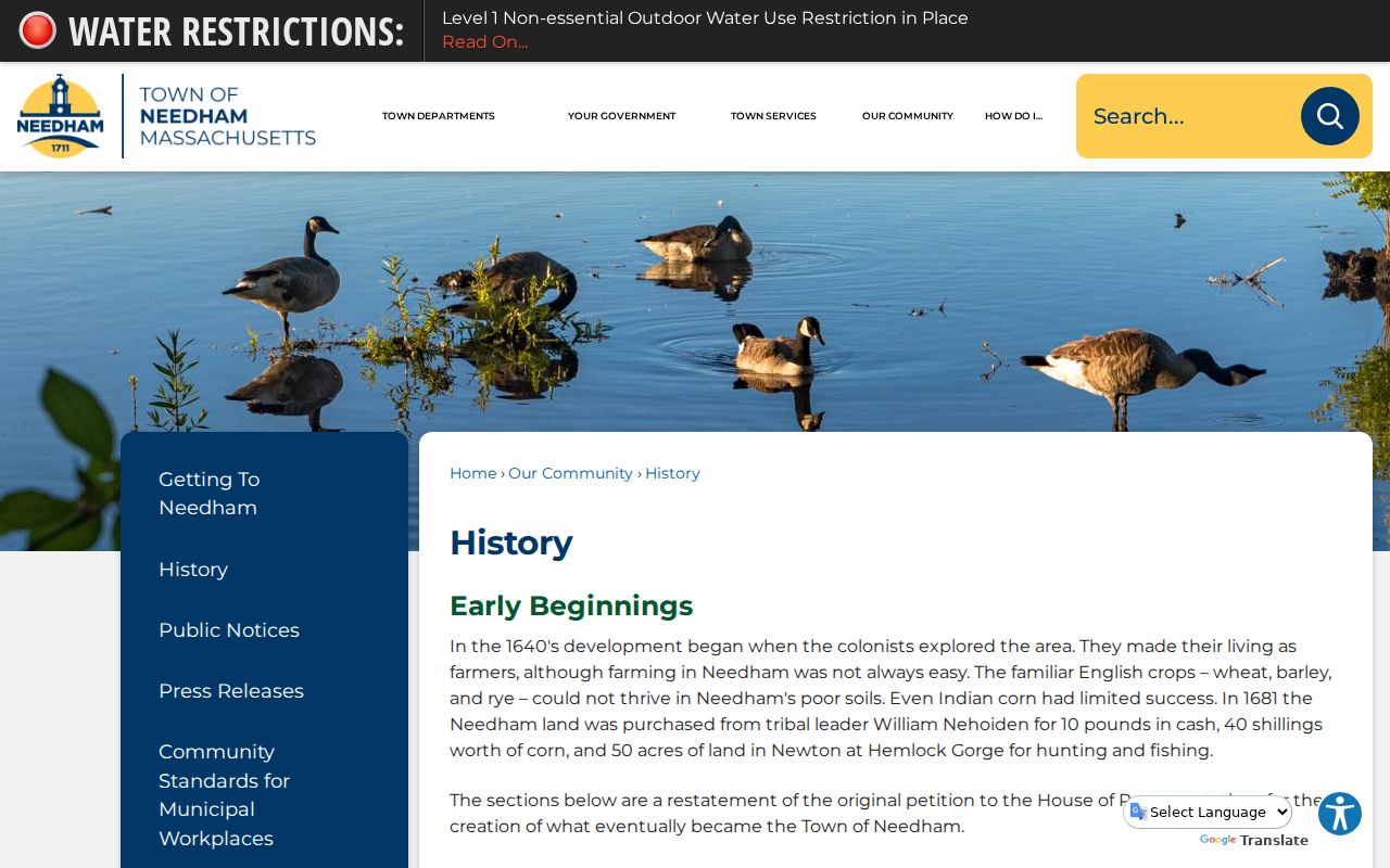 Needham ZIP code directory town history and village geography source