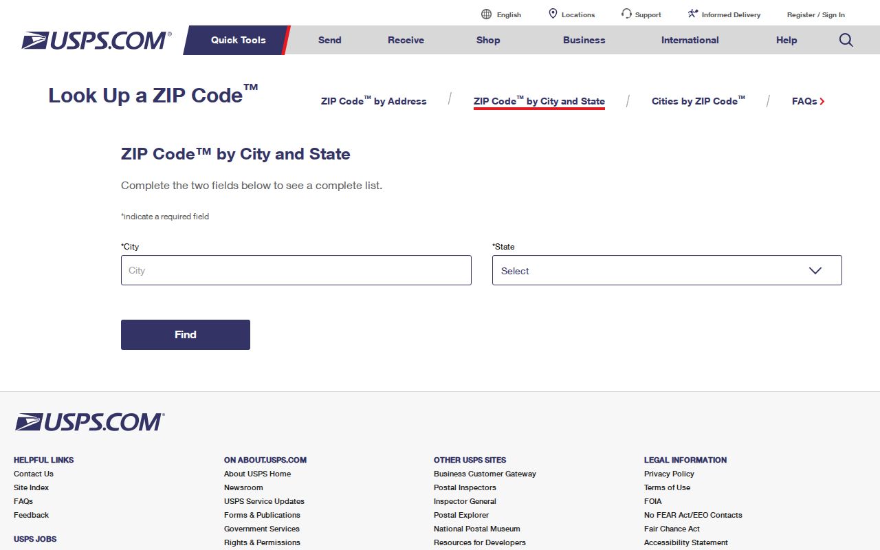 Needham ZIP code directory USPS address verification screen